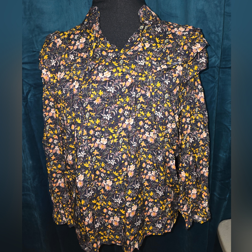 Nwt Amour Vert Myra Ecovera Msrp $178 Dk Blue Floral Size Md
